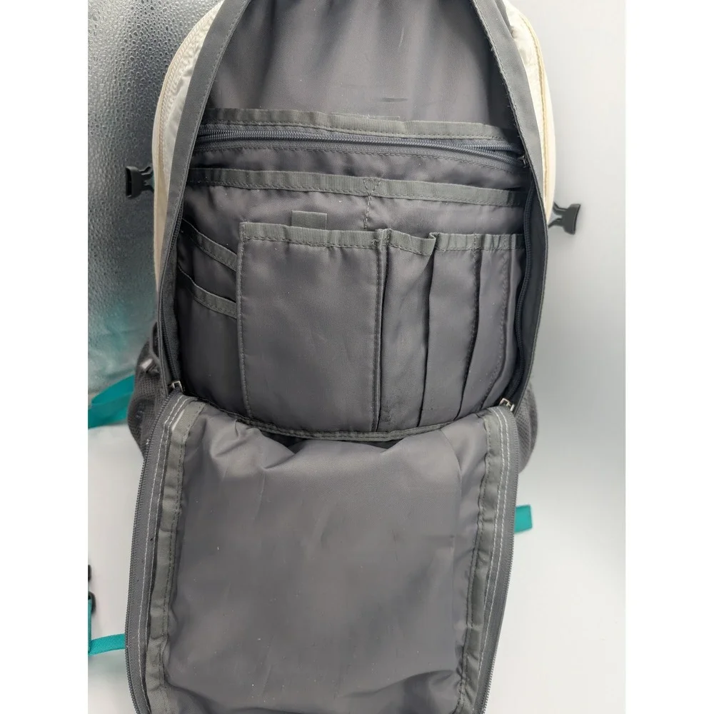 The North Face Borealis Backpack Grey White Teal Bungee Daypack READ!